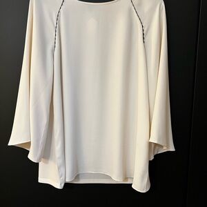 Ann Taylor Cream Blouse with Black Accents